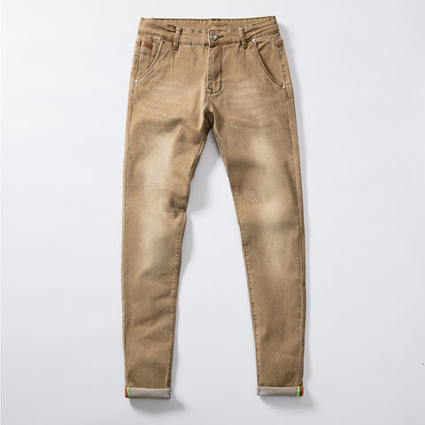 7 Color Men Stretch Skinny Jeans Fashion Casual Slim Fit Denim Trousers Male Gray Black Khaki White Pants Male Brand