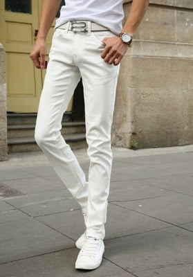 7 Color Men Stretch Skinny Jeans Fashion Casual Slim Fit Denim Trousers Male Gray Black Khaki White Pants Male Brand