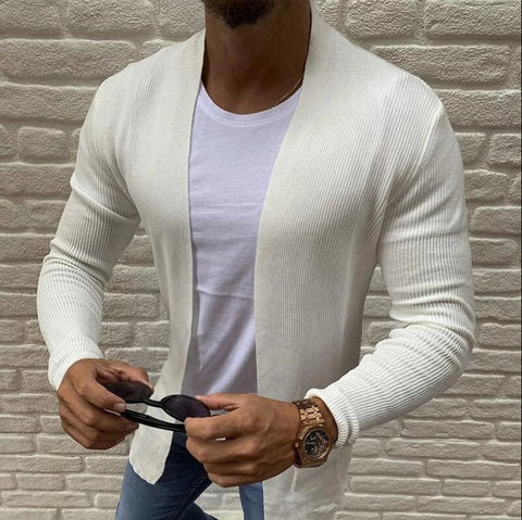 2020 Brand Summer Spring Korean Style Men Slim Fit Knitted Sweater Cardigan Male Long Sleeve Strip Blouse Sweater Plus Size