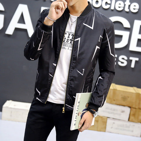 New Arrival Spring Autumn Men's Jackets Solid Fashion Coats Male Casual Slim Stand Collar Print Bomber Jacket Men Overcoat 4XL