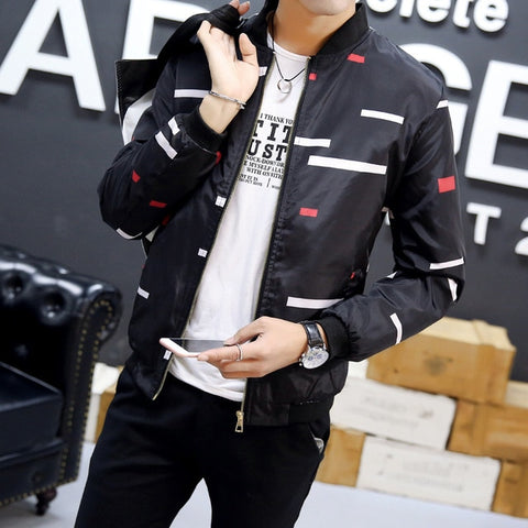 New Arrival Spring Autumn Men's Jackets Solid Fashion Coats Male Casual Slim Stand Collar Print Bomber Jacket Men Overcoat 4XL