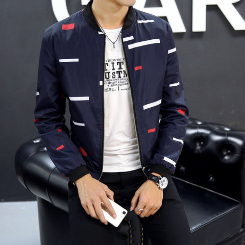 New Arrival Spring Autumn Men's Jackets Solid Fashion Coats Male Casual Slim Stand Collar Print Bomber Jacket Men Overcoat 4XL