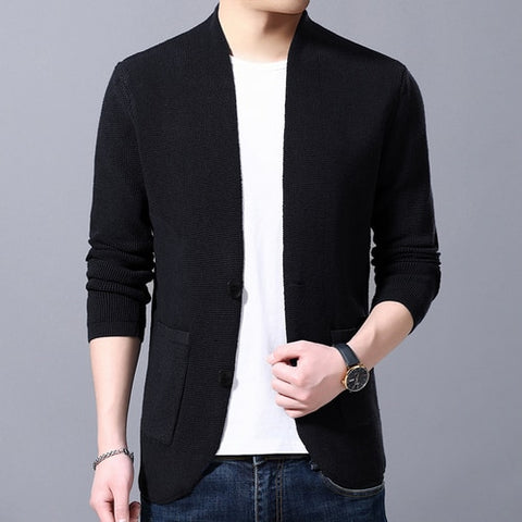 Sweater Cardigan Men's 2019 Spring and Autumn New Single-breasted Slim Wool Knit V-neck Cardigan Jacket High Quality