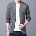 Sweater Cardigan Men's 2019 Spring and Autumn New Single-breasted Slim Wool Knit V-neck Cardigan Jacket High Quality