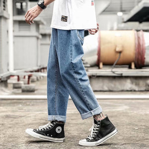 2020 New Fashion Mens Jeans Brand 2019 Hip Hop Autumn Ripped for Men Solid Cotton Full Length Mid Black Color Sale Washed Jeans