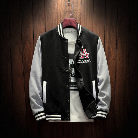 2020 New Arrival Hot Single Breasted Patchwork Casual Baseball Uniform Coat Male Jaqueta Masculino Bomber Jacket Men Rib Sleeve