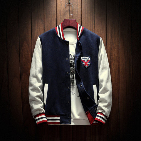 2020 New Arrival Hot Single Breasted Patchwork Casual Baseball Uniform Coat Male Jaqueta Masculino Bomber Jacket Men Rib Sleeve