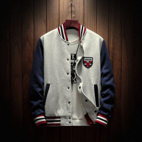 2020 New Arrival Hot Single Breasted Patchwork Casual Baseball Uniform Coat Male Jaqueta Masculino Bomber Jacket Men Rib Sleeve