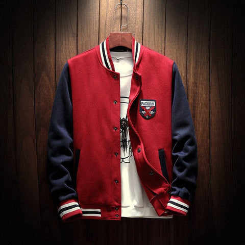 2020 New Arrival Hot Single Breasted Patchwork Casual Baseball Uniform Coat Male Jaqueta Masculino Bomber Jacket Men Rib Sleeve